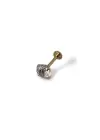 Altın Renk Taş Detaylı Çelik Tragus/Kıkırdak Küpe/Piercing (Tek)