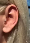 Altın Renk Taş Detaylı Çelik Tragus/Kıkırdak Küpe/Piercing (Tek)