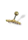 Altın Renk Taş Detaylı Çelik Tragus/Kıkırdak Küpe/Piercing (Tek)