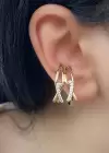 Altın Renk Taş Detaylı Çelik Xuping Ear Cuff (Çift)