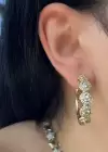 Altın Renk Taş Detaylı Çelik Xuping Küpe (Çift)