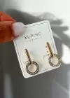 Altın Renk Taş Detaylı Çelik Xupıng Küpe (Çift)
