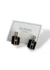 Altın Renk Taş Detaylı Çelik Xupıng Küpe (Çift)