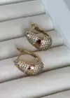 Altın Renk Taş Detaylı Çelik Xupıng Küpe (Çift)