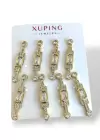 Altın Renk Taş Detaylı Çelik Xuping Küpe Set (Çift)