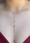 Altın Renk Taş Detaylı Çelik Y Kolye