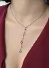 Altın Renk Taş Detaylı Çelik Y Kolye