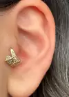 Altın Renk Taş Detaylı Cerrahi Çelik Halka Tragus/Kıkırdak Küpe/Piercing (Tek)