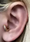 Altın Renk Taş Detaylı Cerrahi Çelik Halka Tragus/Kıkırdak Küpe/Piercing (Tek)