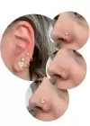 Altın Renk Taş Detaylı Deliksiz Kulak/ Burun 3lü Piercing Set