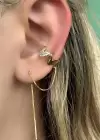 Altın Renk Taş Detaylı Ear Cuff (Tek)