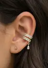 Altın Renk Taş Detaylı Ear Cuff (Tek)