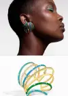 Altın Renk Taş Detaylı Ear Cuff (Tek)