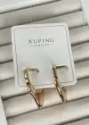 Altın Renk Taş Detaylı Halka Çelik Xuping Küpe (Çift)