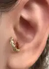 Altın Renk Taş Detaylı Halka Tragus/Kıkırdak Küpe/Piercing (Tek)
