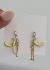 Altın Renk Taş Detaylı İkili Ear Cuff Küpe Set