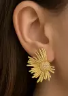 Altın Renk Taş Detaylı Küpe (Çift)