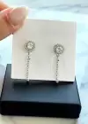 Altın Renk Taş Detaylı Küpe (Çift)