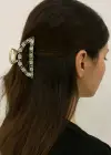 Altın Renk Taş Detaylı Metal Mandal Toka