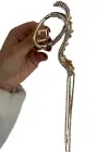 Altın Renk Taş Detaylı Metal Mandal Toka