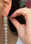Altın Renk Taş Detaylı Sallantılı Abiye Küpe(Çift)