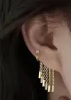 Altın Renk Taş Detaylı Sallantılı Cerrahi Çelik Piercing Kulak Aksesuarı (Tek)