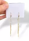 Altın Renk Taş Detaylı Sallantılı Küpe (Çift)