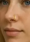 Altın Renk Taş Detaylı Sıkıştırmalı Deliksiz Hızma Piercing (Tek)