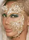 Altın Renk Taş Detaylı Tasarım Parti Maskesi