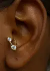 Altın Renk Taş Detaylı Tragus/Kıkırdak Küpe/Piercing (Tek)
