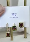 Altın Renk Taş Detaylı VİP 3lü YSX Küpe Set