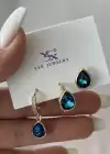 Altın Renk Taş Detaylı VİP 3lü YSX Küpe Set