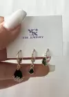 Altın Renk Taş Detaylı VİP 3lü YSX Küpe Set