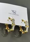 Altın Renk Taş Detaylı YSK Küpe (Çift)