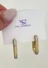 Altın Renk Taş Detaylı YSX Küpe (Çift)