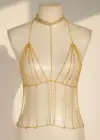 Altın Renk Taşlı Bikini Üstü /Bralet /Vücut Aksesuarı
