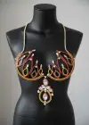 Altın Renk Taşlı Bikini Üstü /Bralet /Vücut Aksesuarı