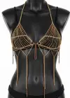 Altın Renk Taşlı Bikini Üstü /Bralet /Vücut Aksesuarı
