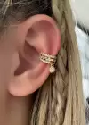 Altın Renk Taşlı Çelik Ear Cuff