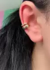 Altın Renk Taşlı Çelik Ear Cuff (Tek)