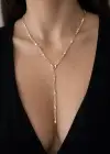 Altın Renk Taşlı Çelik Y Kolye