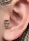 Altın Renk Taşlı Cerrahi Çelik Tragus/Kıkırdak Küpe/Piercing (Tek)