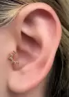 Altın Renk Taşlı Cerrahi Çelik Tragus/Kıkırdak Küpe/Piercing (Tek)