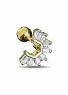 Altın Renk Taşlı Cerrahi Çelik Tragus/Kıkırdak Küpe/Piercing (Tek)
