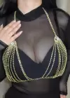 Altın Renk Taşlı Göğüs Aksesuarı