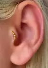Altın Renk Top Detaylı Çelik Tragus/Kıkırdak Küpe/Piercing (Tek)