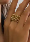 Altın Renk Top Detaylı Tasarım Yüzük