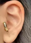 Altın Renk Topuklu Ayakkabı Figürlü Taş Detaylı Cerrahi Çelik Tragus/Kıkırdak Küpe/Piercing (Tek)