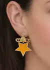 Altın Renk Turuncu Yıldız Figürlü 14K Altın Kaplama TX Küpe (Çift)