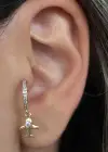 Altın Renk Uçak Figürlü Çelik Tragus/Kıkırdak Küpe/Piercing (Tek)